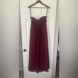 Brideside Burgundy Strapless Bridesmaid Dress